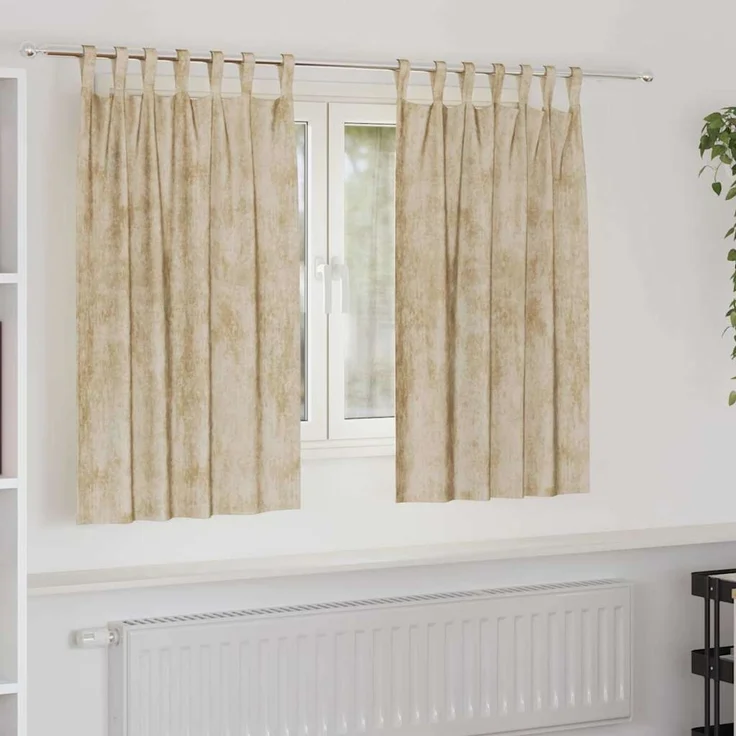 vidaXL Samtvorhänge 2 stk. Creme 140 x 140 cm Samt 4107733 – Bild 1