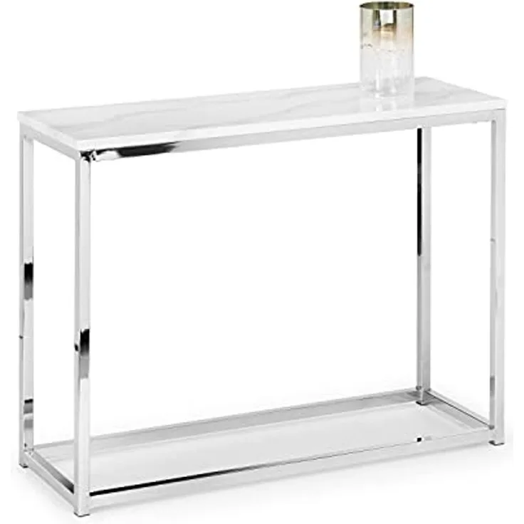 Julian Bowen Scala Konsolentisch, weiße Marmoroptik und chromfarben