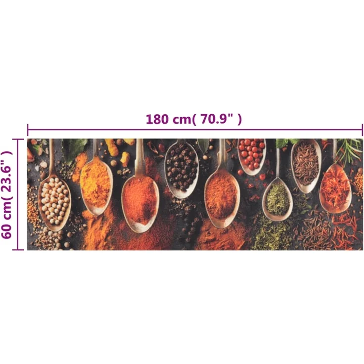 vidaXL Küchenteppich Waschbar Löffel & Gewürze 60x180 cm Samt 136544 – Bild 4