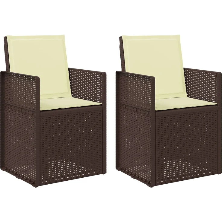 vidaXL Garten Esszimmerstühle 2 pcs Braun und Creme PP 899993 – Bild 2