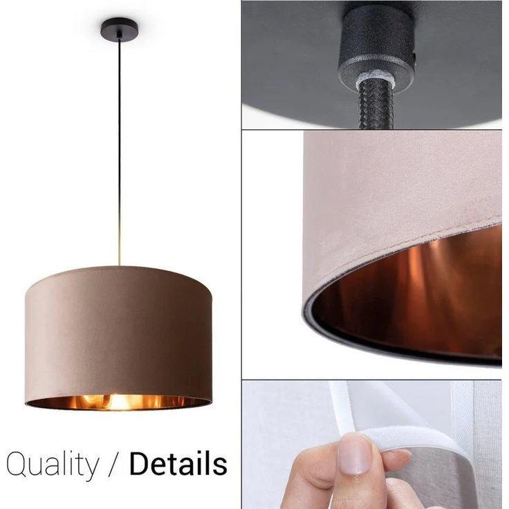 Paco Home Pendelleuchte Hugo uni Color, ohne Leuchtmittel, Wohnzimmer Lampenschirm aus Velour Unifarben Deko E27 Kabel 1,5m – Bild 2