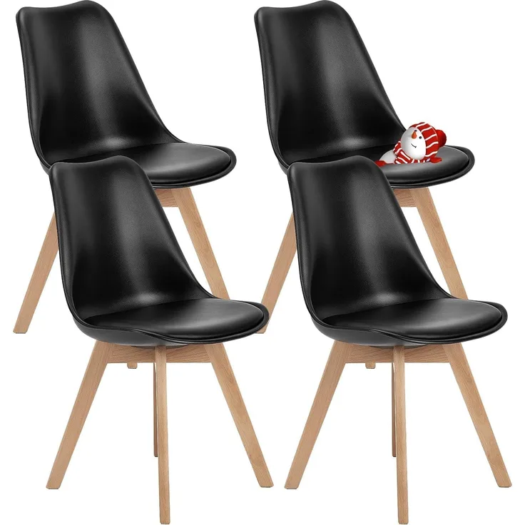 DUMOS Esszimmerstühle 4er Set, Elegant und Schön Modern Stühle Esszimmer, Pu-Leder Gepolstert küchenstühle, Esszimmerstuhl Geeignet für Küche, Wohnzimmer, Schlafzimmer (Schwarz)