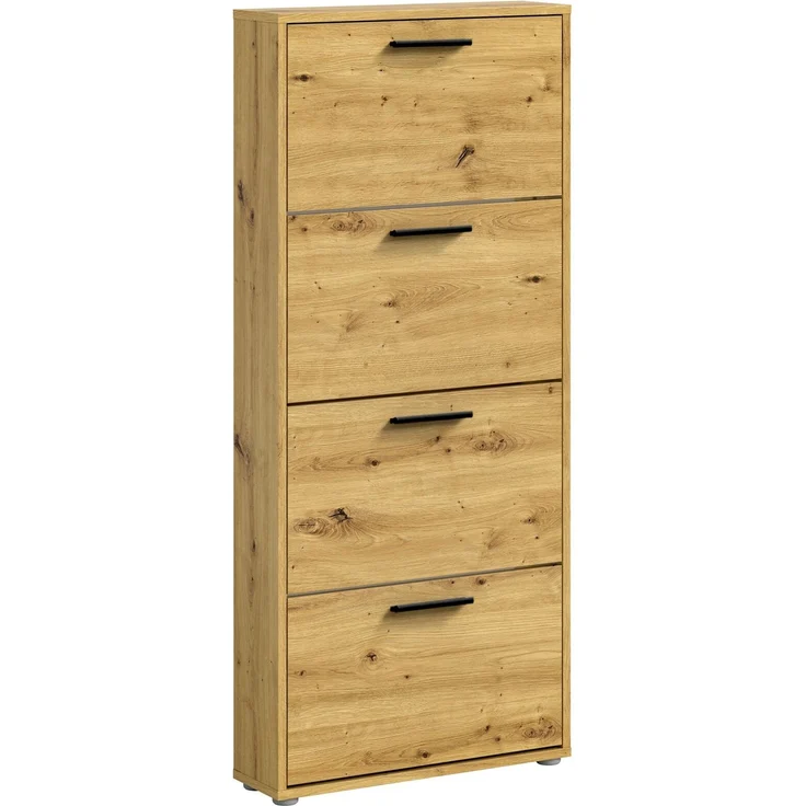 Carryhome 'SAM' Schuhkipper mit 4 Klappen, Holznachbildung Eiche Artisan, 59 x 136 x 17 cm, Platz für ca 12 Paar Schuhe – Bild 1