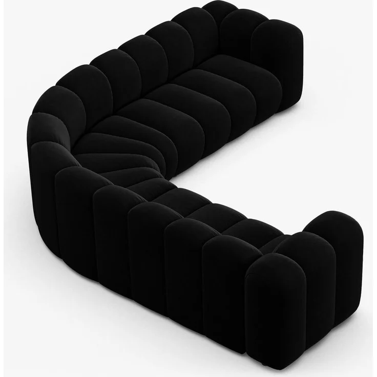 Micadoni symmetrisches Ecksofa Lupine 5-Sitzer mittelgroß Samt Venus Schwarz – Bild 6
