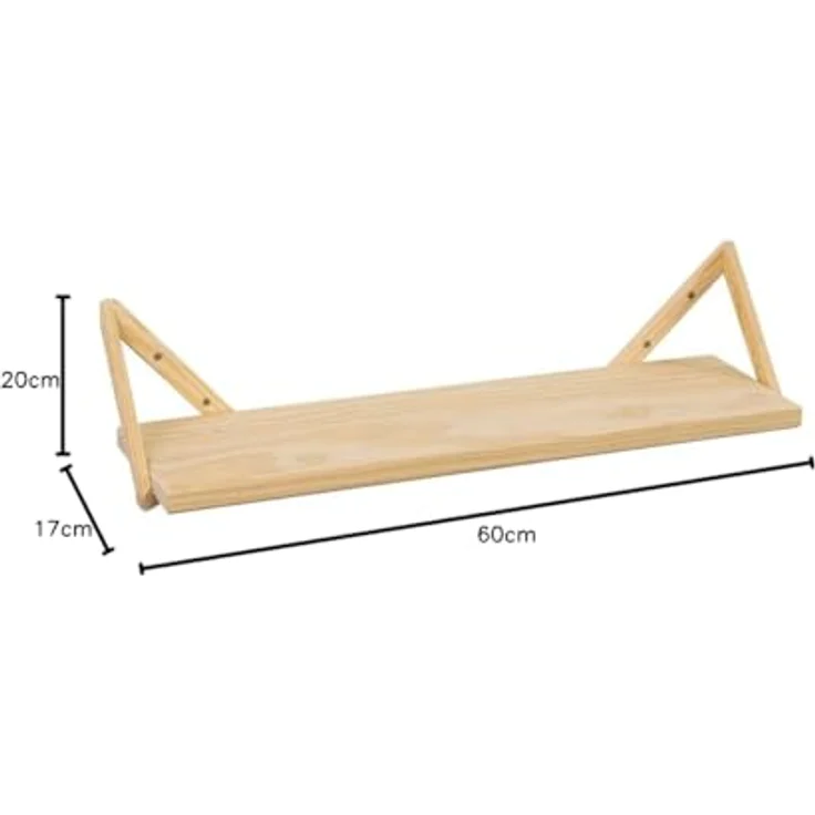 Astigarraga Kit Line Wandregal und 2 dreieckige Halterungen, 15 x 62 x 18 cm, massives Kiefernholz – Bild 3