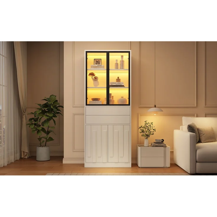 ZUBALIYA Schrank 70x34 cm mit LED-Beleuchtung mit Schubladen in Weiß, ideale Lösung für kleine Räume, robuste Verarbeitung, langlebige Materialien, einfache Selbstmontage – Bild 21