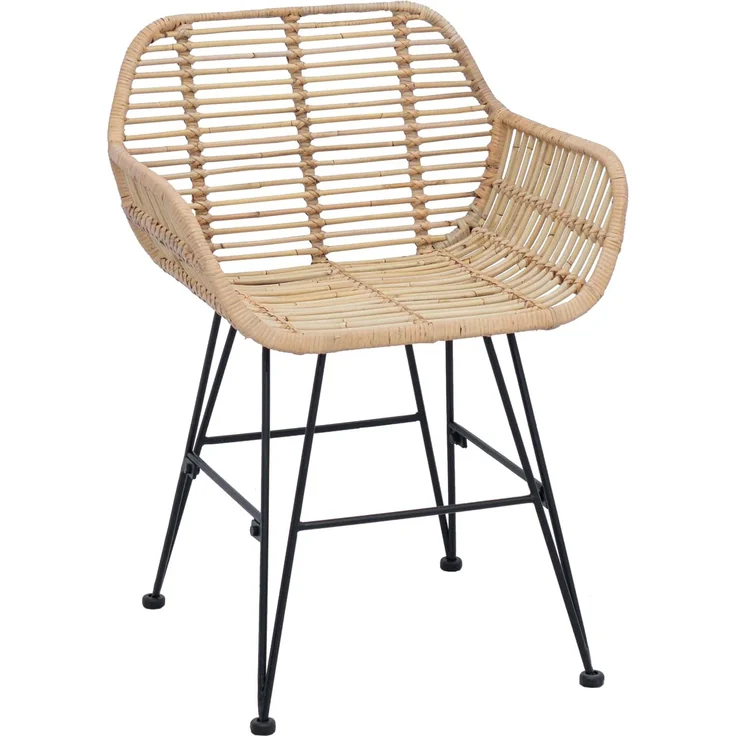 vidaXL Esszimmerstuhl 2 pcs Natur 55 x 50 x 74 cm Rattan und Eisen 42011556 – Bild 3