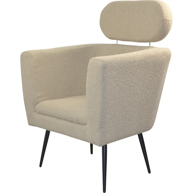 Polstersessel mit Kopfstütze "Calle" im Retrostyle, beige – Bild 2