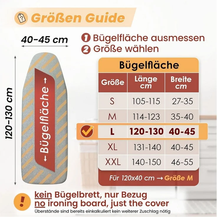 Arteneur Bügelbrettbezug, Made in Germany, OEKOTEX100, Zubehör für alle Bügeltische dank 5 Größen, Vergleichssieger, Hitzereflektierend, Gummizug – Bild 1