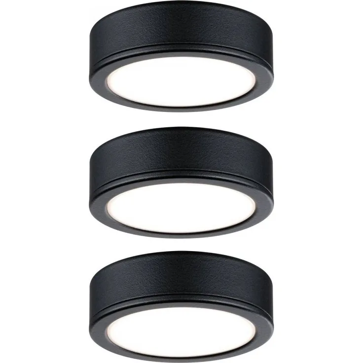 Paulmann No. 99990 Möbel Aufbauleuchte LED Schwarz 3er-Set Warmweiß inkl. Trafo