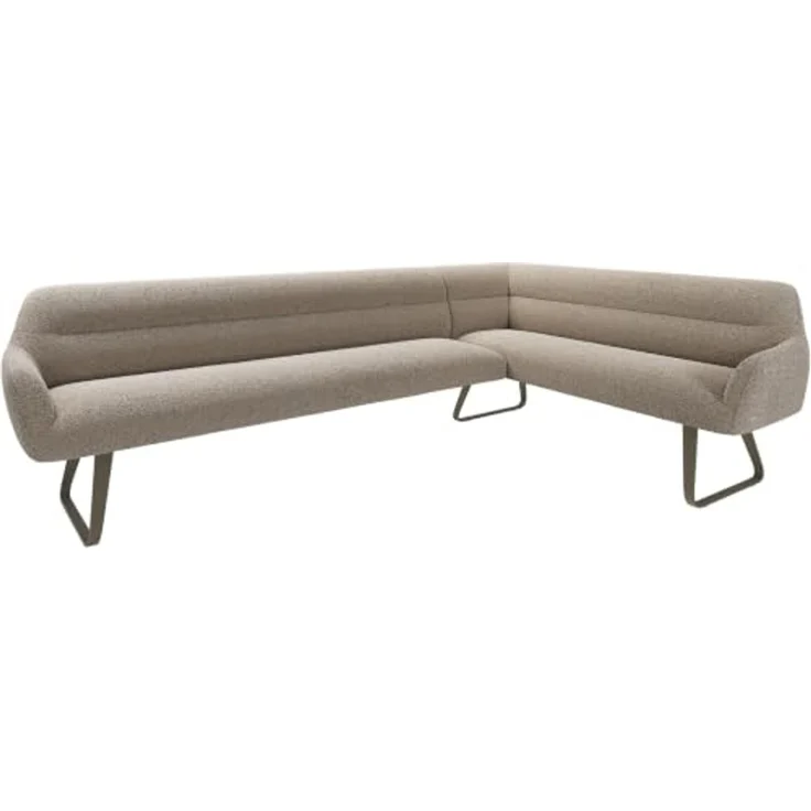 Esszimmerbank Taya-Flex 285x190 cm Bouclé Schlamm Kufengestell flach Effektfinish Titan Taschenfederkern Links – Bild 1
