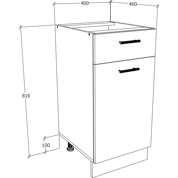 VCM Küchenmöbel Unterschrank Esilo 918639 Weiß / Sonoma-Eiche H. 82 x B. 40 x T. 46 cm – Bild 2
