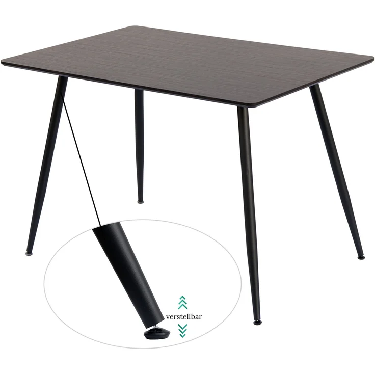 Esstisch Tischplatte mit Holzmaserung Küchentisch Esszimmertisch Speisetisch Tisch Esszimmer Küche 115x75 MDF Metallrahmen Dunkelbraun – Bild 4