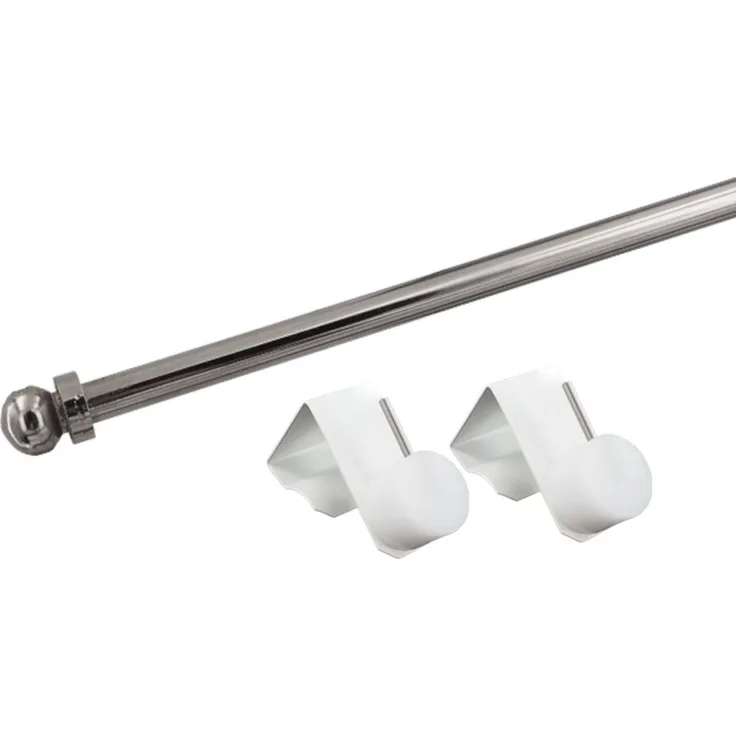 dekondo Gardinenstange Eleganz, ausziehbar, Fensterhaken klemmbar, nickel glänzend, inkl. Fensterhaken für einen Klemmbereich von 15-20 mm
