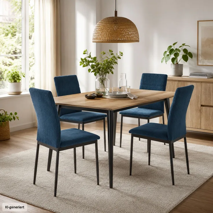 Stuhl Finn blau cord