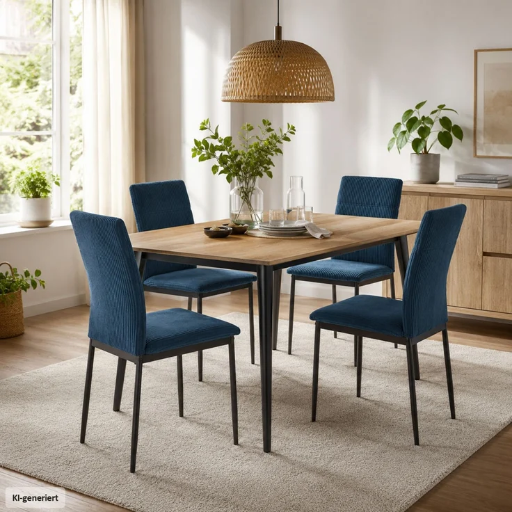 Stuhl Finn blau cord – Bild 1