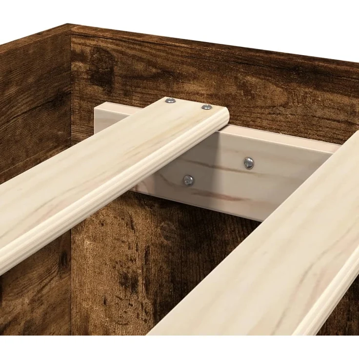vidaXL Bettgestell mit Kopfteil Räuchereiche 75x190 cm Holzwerkstoff 3295622 – Bild 8