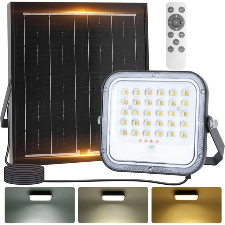 Aigostar Flutlichtstrahler Solar LED Strahler Außen mit Großer Solarpanel,Dimmbar 3000/4000/6500K, LED fest integriert, ohne Leuchtmittel, CCT-Dreifarbeneinstellung – Bild 4