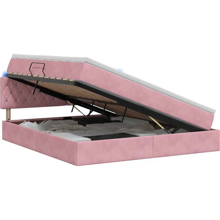 vidaXL LED-Speicherbett mit Matratze Rosa 160 x 200 cm Samt 3459203 – Bild 2