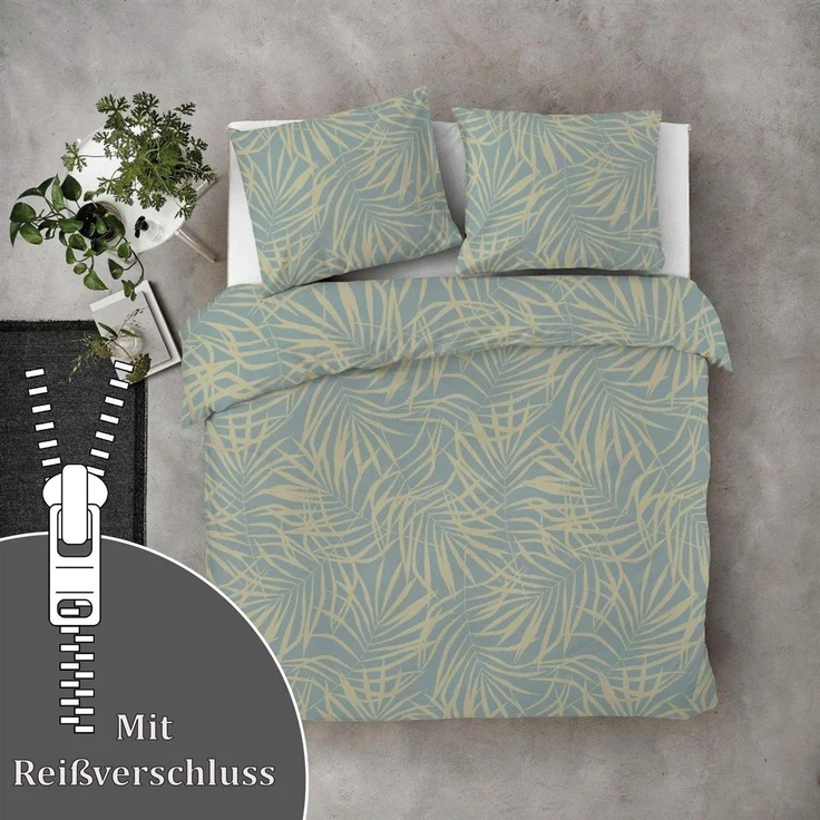 Bettwäsche-Set (155x220cm) - Byrklund Sunny Palms Jade – Bild 3