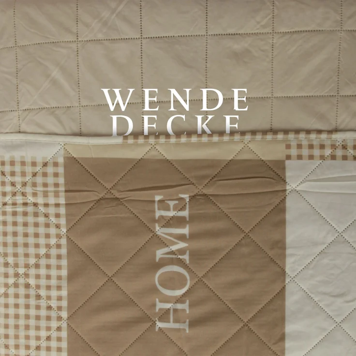Tagesdecke (Home Beige) 220x240 cm mit wattierter Zwischenlage, Bettüberwurf - Überwurfdecke, Sommerdecke gesteppt - Steppdecke, Wendedecke – Bild 4
