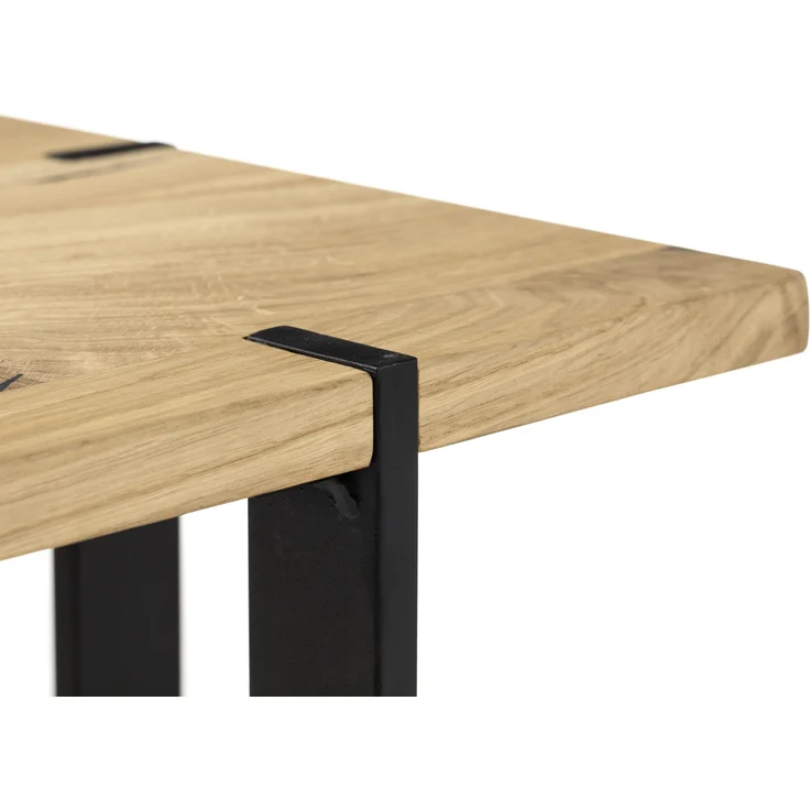 Couchtisch >Tiago< in Eiche, schwarz, Eiche massiv, Metall - 110x40x60cm (BxHxT) – Bild 2