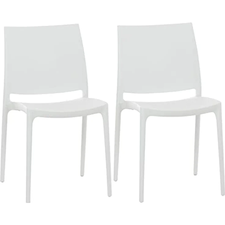 CLP 2er Set Stapelstühle Maya bis zu 130 kg belastbar,weiß – Bild 2