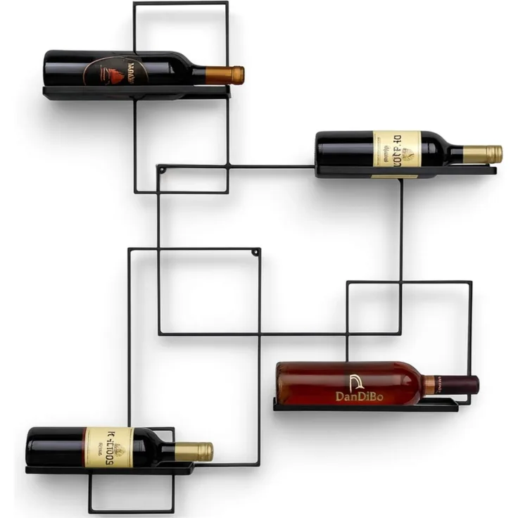 Weinregal Metall Schwarz Black Line Flaschenständer Flaschenregal Flaschenhalter Wandregal