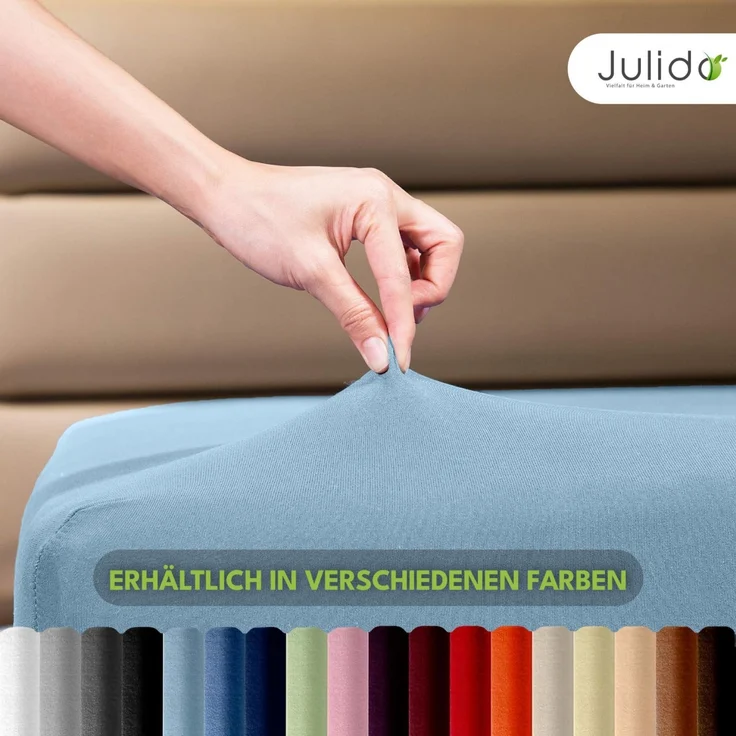 Jersey Spannbettlaken 180-200x200cm 100% Baumwolle Eisblau – Bild 8