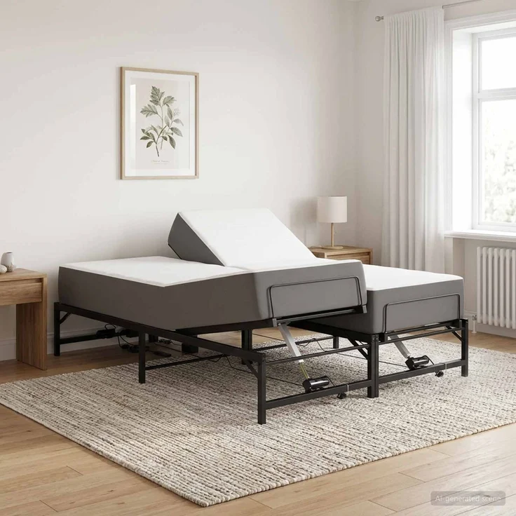 vidaXL Elektrisch verstellbares Bettgestell Schwarz 120 x 190 cm Stahl 3438617 – Bild 1