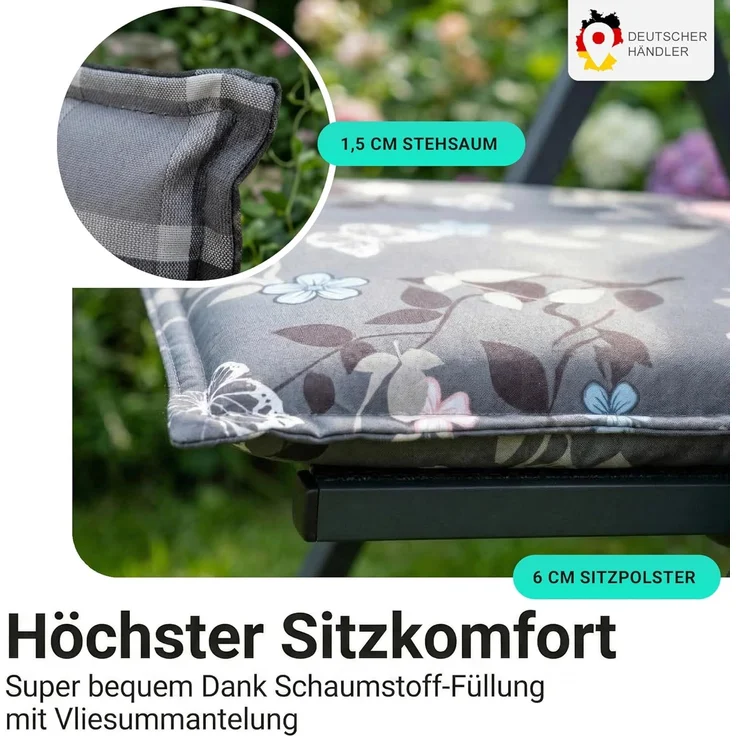 NYVI Hochlehnerauflage Hochlehner Auflagen 4er Set Barcelona - Gartenstuhlauflagen 118x50cm, (4 St), Stuhlauflage, Sitzauflage mit Halteband, UV-fest – Bild 4