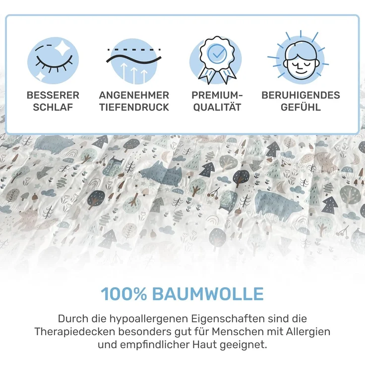 Dailydream Gewichtsdecke Kinder Therapie-Bettdecke aus Baumwolle, 2,3Kg, 90x120 cm, Motiv ABC – Bild 4