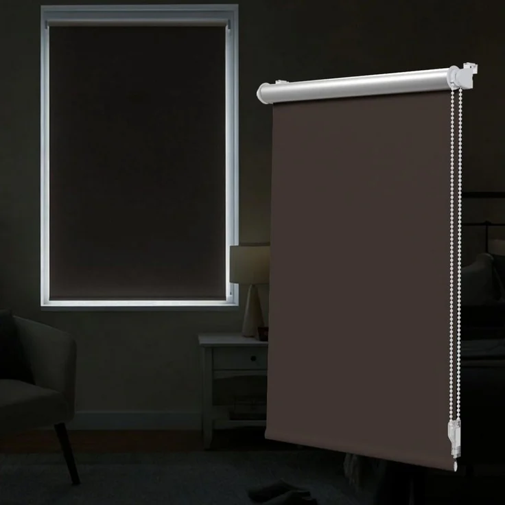Verdunklungsrollo Klemmfix Tenebra Verdunkelungsrollo-Thermorollo 90x160 cm dunkelbraun, Victoria M, blickdicht, ohne Bohren, in Führungsschienen, Klemmfix, Thermo – Isolierung, Mit Magnet – Bild 3