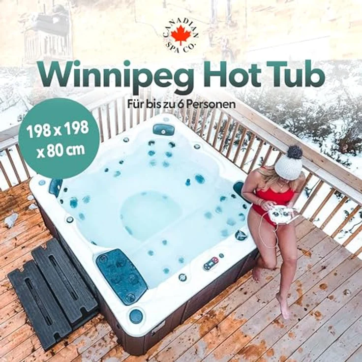 Canadian Spa Company Winnipeg UV 6-Personen Whirlpool mit 35 Massagedüsen, LED-Innenbeleuchtung, Wasserfall und Bluetooth Audio System – Bild 2