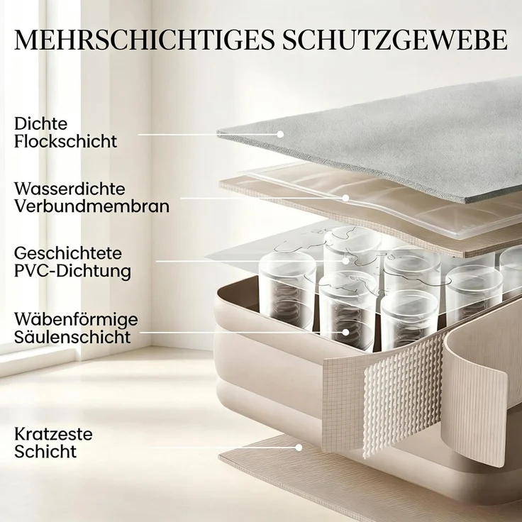 Wohnora-Aufblasbare Matratze mit integrierter elektrischer Pumpe, flächenflockiert, wasserdicht 5000 mm, inkl Transportbeutel,H 39cm x T 190cm x B 97cm,Beige-Braun – Bild 4