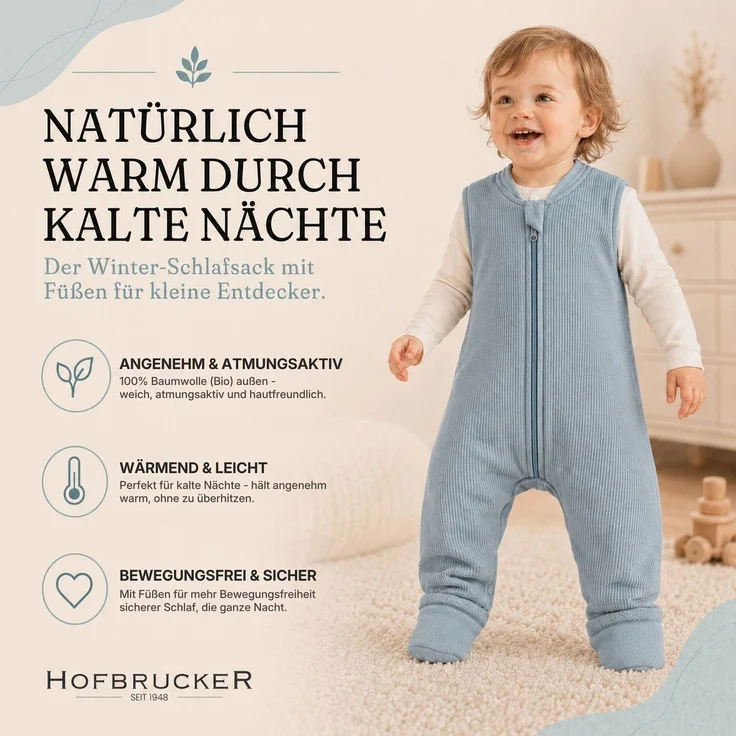 Hofbrucker Baby Winter Schlafsack mit Füßen MATTI – Bild 4