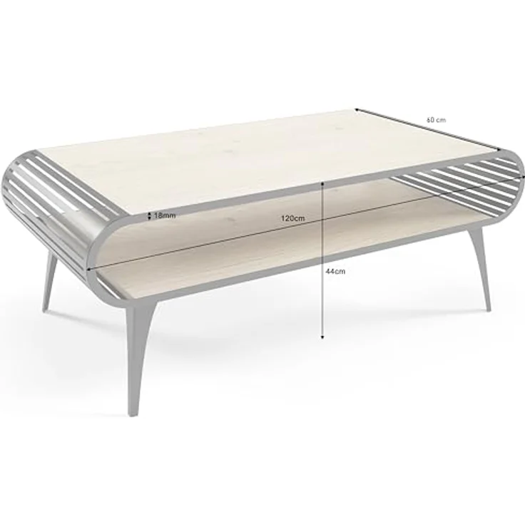 S-Style Möbel Couchtisch Stilo in Halifax Eiche mit Schwarze Metallfüße (1 x Couchtisch) – Bild 3