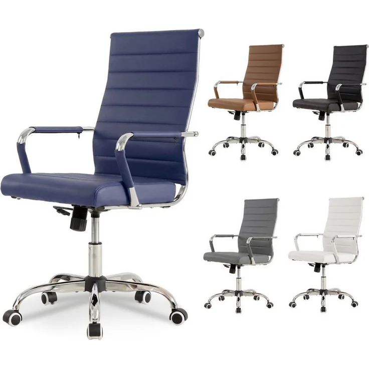 UEV Stuhl Schreibtischstuhl ergonomisch, Drehstuhl mit Rollen (Bis 150kg, Konferenzstühle, Büro-Gästestuhl), Höhenverstellbar,Wippfunktion,Metallrahmen,Gepolstert Kunststoff – Bild 2