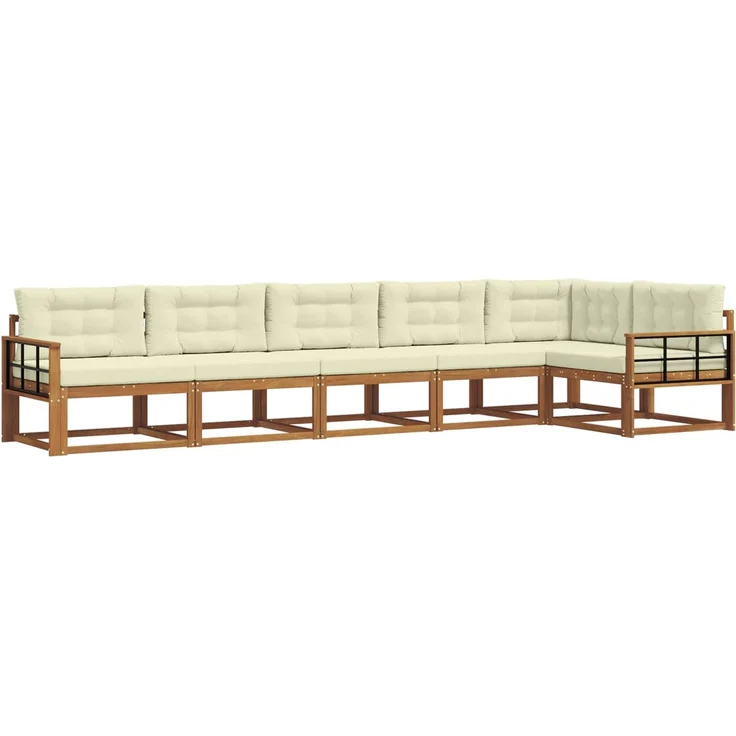 vidaXL Outdoor-Sofagarnitur 6 stk. 6-Sitzer Natur und Creme 3367658 – Bild 2