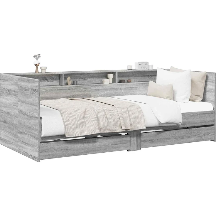 vidaXL Tagesbett mit Schubladen mit Regal Grau Sonoma Holzwerkstoff 3429641 – Bild 2