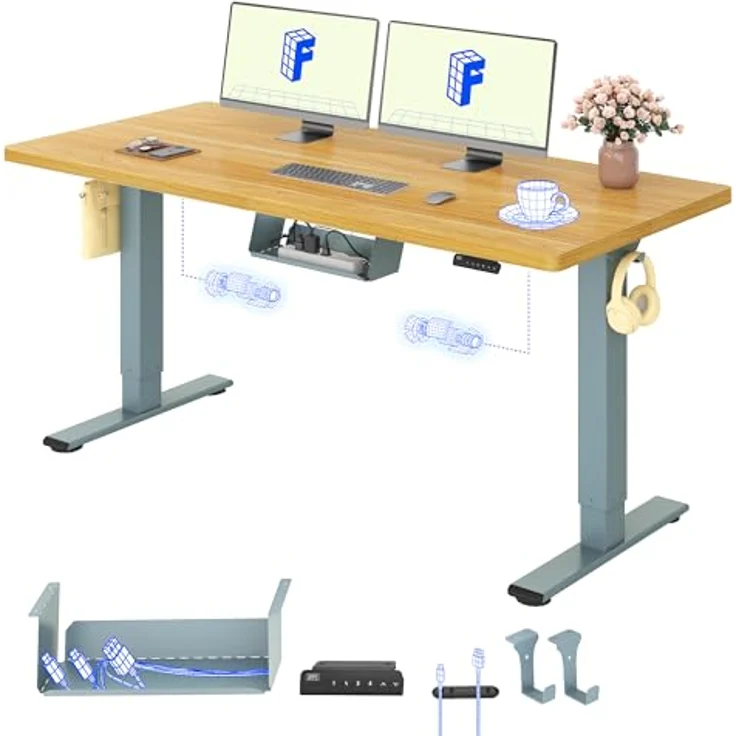 FLEXISPOT Höhenverstellbarer Schreibtisch mit 2 Motoren & 25MM EINTEILIGER Tischplatte 160x80 cm, Ergonomischer Bürotisch Elektrisch mit Kabelmanagement, Memory Funktion & Höhenanzeige – Bild 2