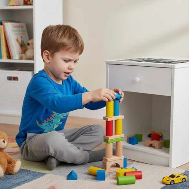 Weiß Nachttisch aus Holz - Katzen - Nachtschrank mit Schublade für Kinder – Bild 5