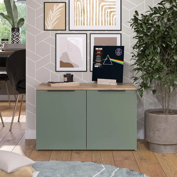 Kommode Wido Grün 80 x 50 cm mit 2 Türen Vicco – Bild 2