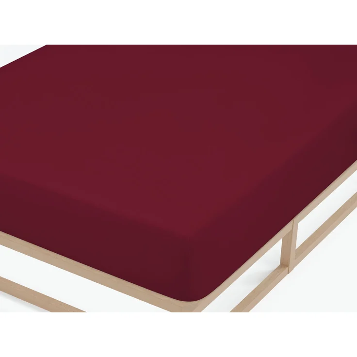 biberna Feinjersey-Spannbetttuch 0077144, burgund, 1x 180x200 cm - 200x200 cm – Bild 1