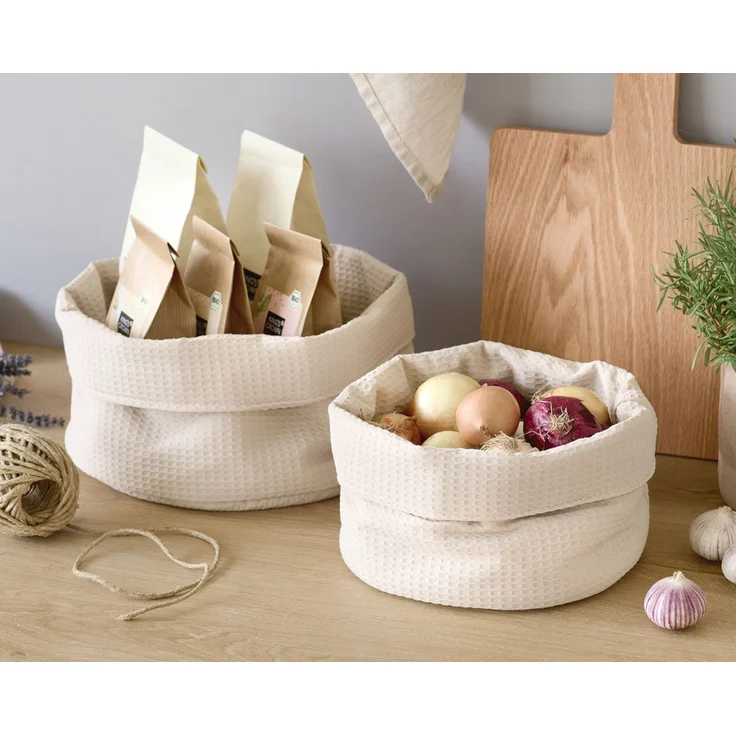 ZELLER 14533 Aufbewahrungskorb Ø 25 cm in CREME Waffelpiqué, Polyester / Korb – Bild 6