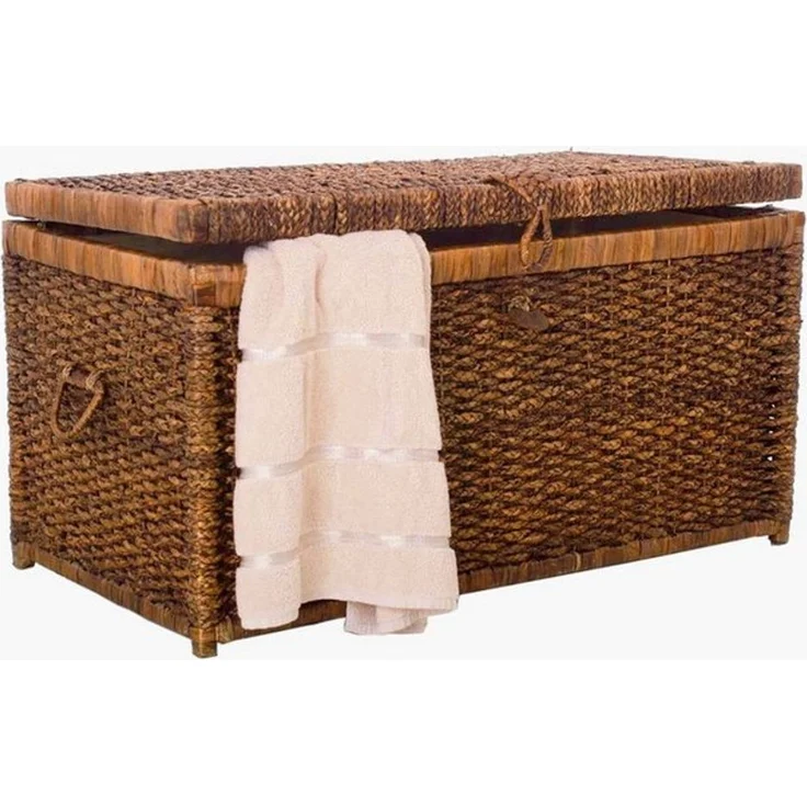 VIVANNO Wäschetruhe Wasserhyazinthe LEA Rechteckig, Braun Geflochten 84x45x45 cm – Bild 5