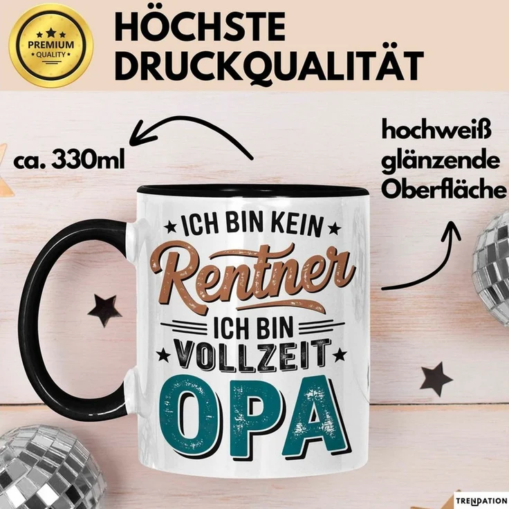 Trendation Tasse Rentner Pensionär Sarkasmus Opa Tasse Geschenk Lustige Geschenkidee Sp, Keramik – Bild 3