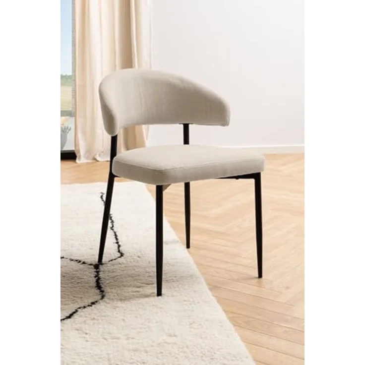 Polsterstuhl >Edina< (2er-Set) in Beige, Polyester,Stahl - 56x77x55cm (BxHxT) – Bild 2