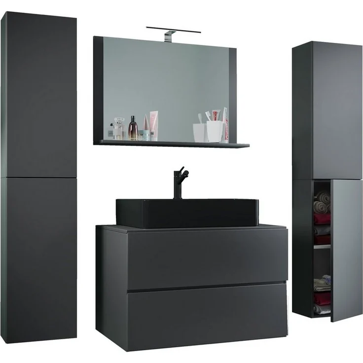 VCM Badmöbel Waschtisch Lendas 919569 Anthrazit H. 150 x B. 147 x T. 52 cm – Bild 5