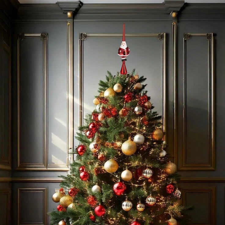 BRUBAKER Christbaumspitze Weihnachtsbaumspitze Dicker Santa - Christbaumspitze glänzend - 35 cm (1-tlg), Baumspitze Weihnachtsmann - Weihnachtsbaum Spitze - Tannenbaum Deko – Bild 2